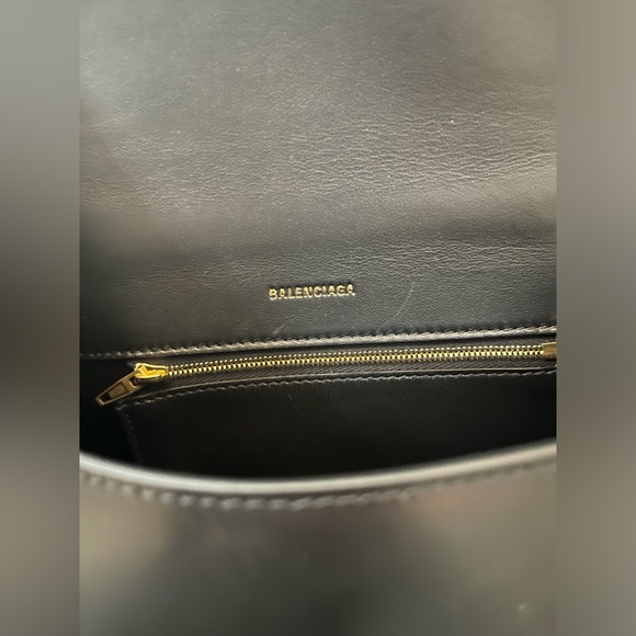 Balenciaga bag, small black and gold hourglass top handle cross body bag - Picture 8 of 9